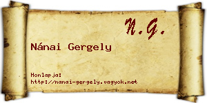 Nánai Gergely névjegykártya