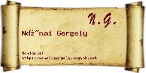 Nánai Gergely névjegykártya